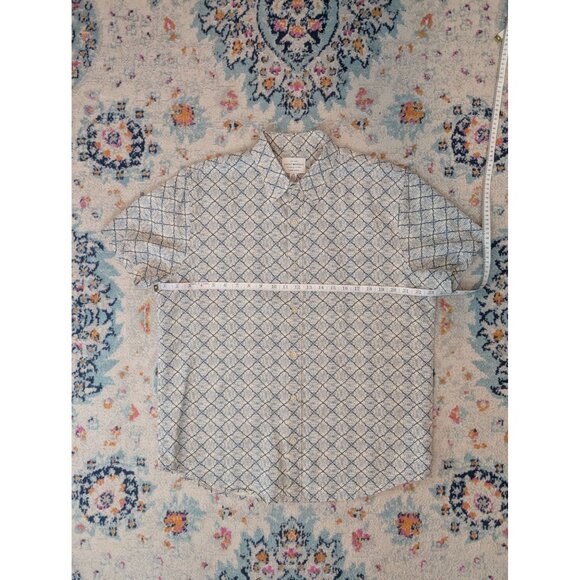 Lucky Brand Blue & White Linen/Cotton Blend Short Sleeve Button Front Shirt - L - Picture 7 of 12